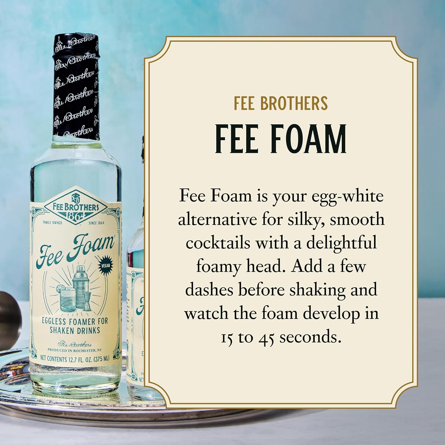 Fee Brothers Fee Foam - Cocktail Foamer and Mixer, Egg Substitute, Vegan-Friendly, Gluten Free, 12.7 fl oz (Pack of 12)