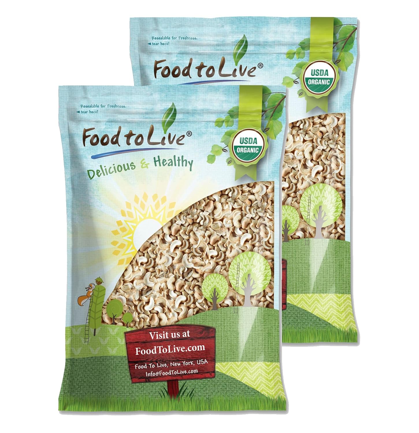 Food to Live Organic Cashew Pieces, 16 Pounds - Non-GMO, Kosher, Raw, Vegan, Unsalted, Unroasted, Bulk