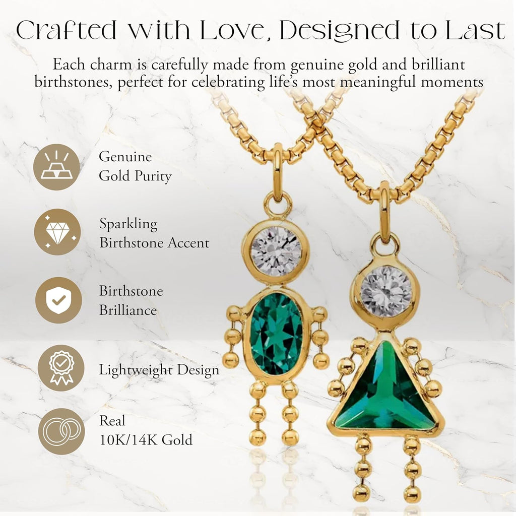 Roy Rose Jewelry 10K or 14K Yellow Gold Birthstone Kids Boy Girl Charm Pendant for Necklace - All Months