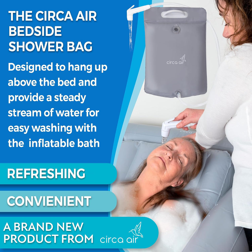 Circa Air Portable Bath Tubs Adults - Inflatable Bathtub with Bedside Shower Bag & Electric Pump, Full Body Washing in Bed, Bed Bath Supplies, Portable Shower Bed, Blow Up Tub, Hair Shampoo Basin