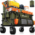 Originsure 220L Collapsible Wagon Cart Foldable, 460lbs Load Capacity Heavy Duty Folding Beach Wagons with Big All-Terrain Wheels, Utility Carts for Groceries, Shopping, Camping, Sports - Green