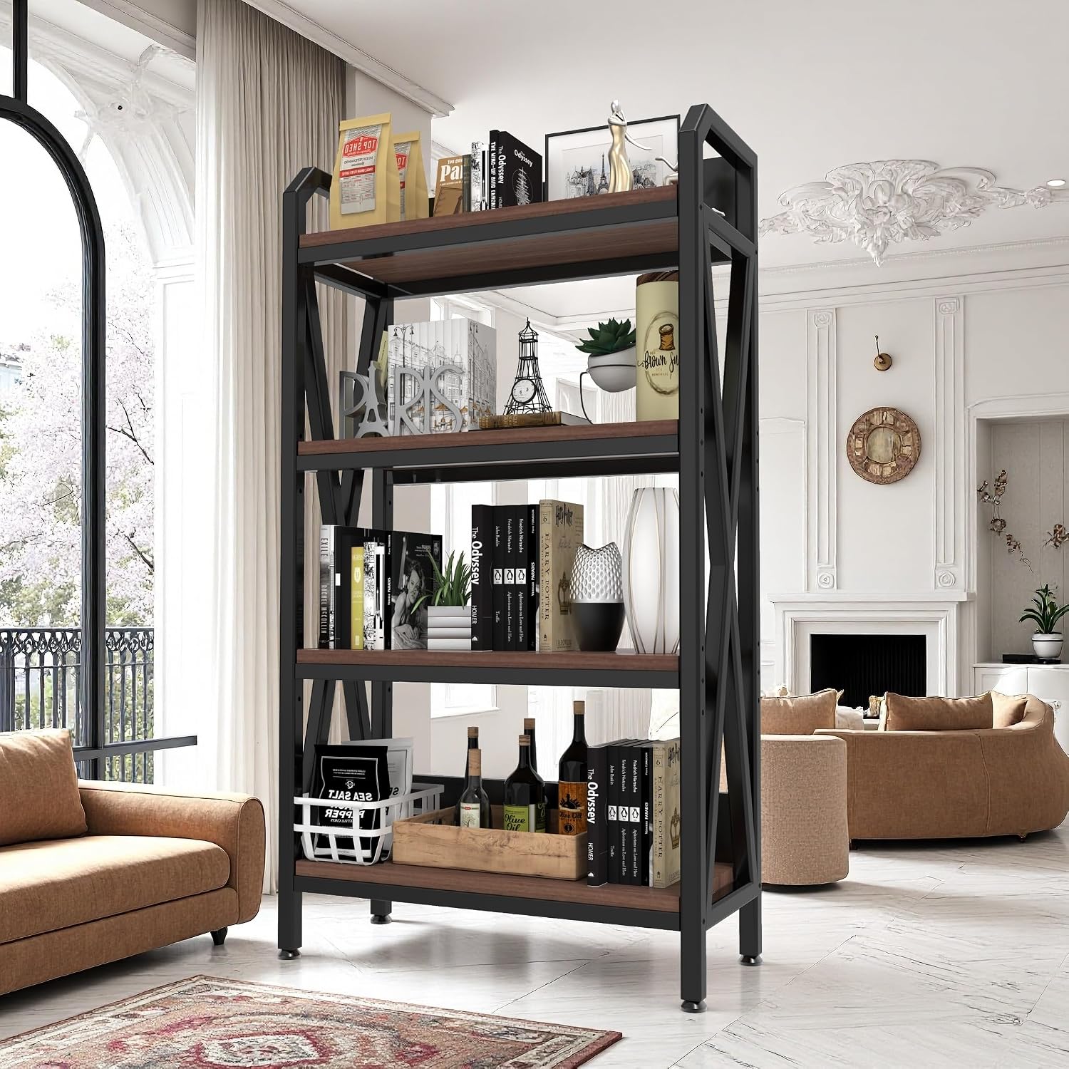 56.30'' 4-Level Bakers Rack Metal Wooden, Multifunctional 4-Level Storage Shelves for Kitchen, Garage, Pantry - Organize & Maximize Space Efficiently (Product H)