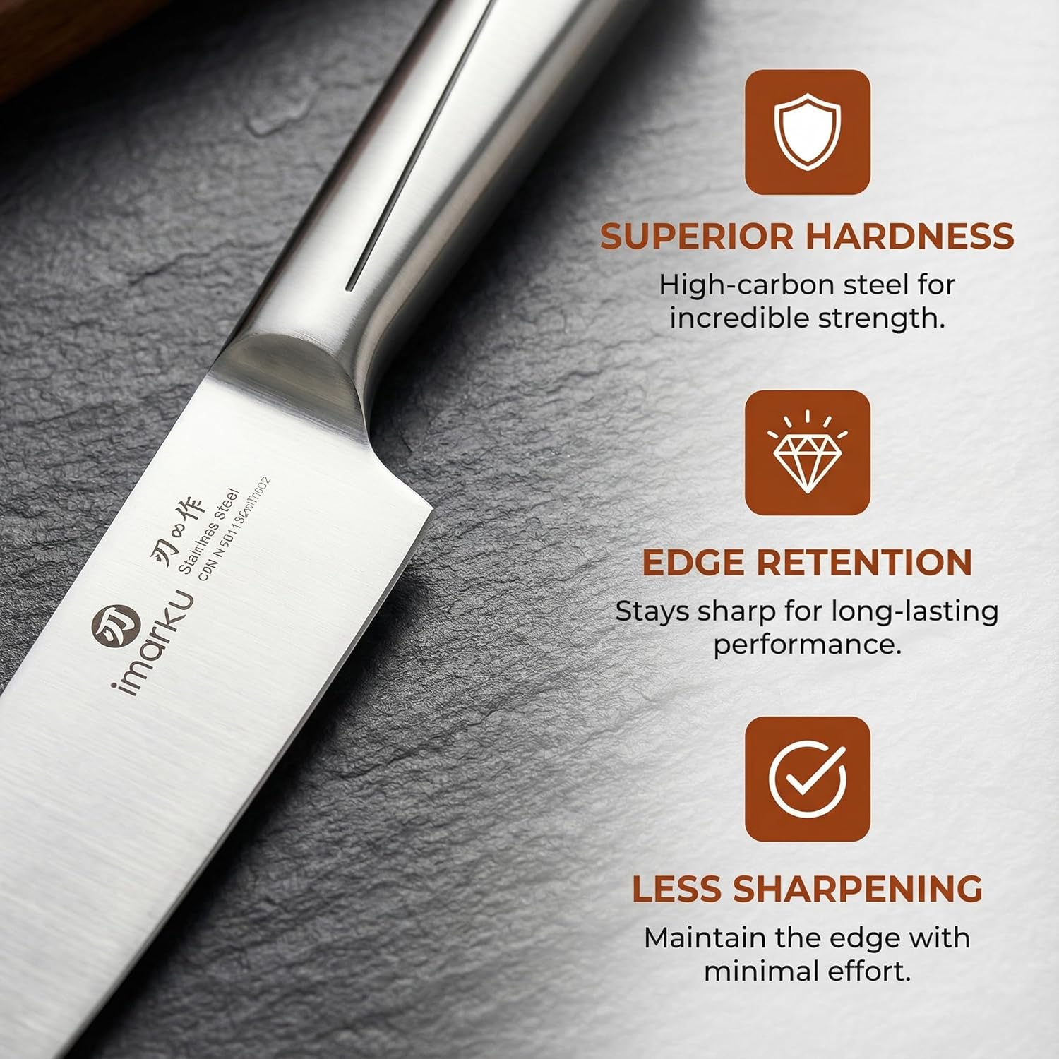 imarku Japanese High Carbon Stainless Steel Knife Set with Block, Precision-Forged Gyutou Kitchen Knives with Built-in Sharpener, Ultra-Sharp 10–15° Edge, Ergonomic Non-Slip Handle, Dishwasher Safe