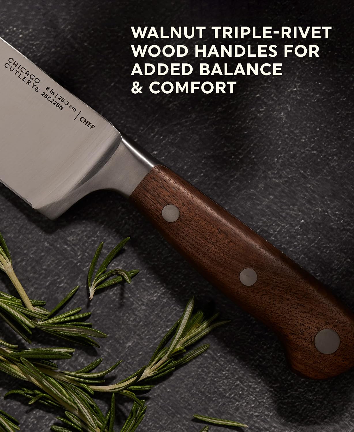 Chicago Cutlery Racine 12-PC Kitchen Knife Wood Block Set, Stainless Steel Knife Block Set, Steak Knives, Serrated, Chef, Utility, and Paring Knife, Removable Steak Knife Block, Walnut Handle