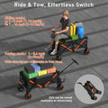 WISELD GT3 Foldable Electric Wagon Cart with Seat, Dymanic Load 551LBS/Static 771LBS All Terrain Wagon, Reverse Function, Precision Steering, 2 Modes for Shopping, Sports, Garden, Camping (Black)