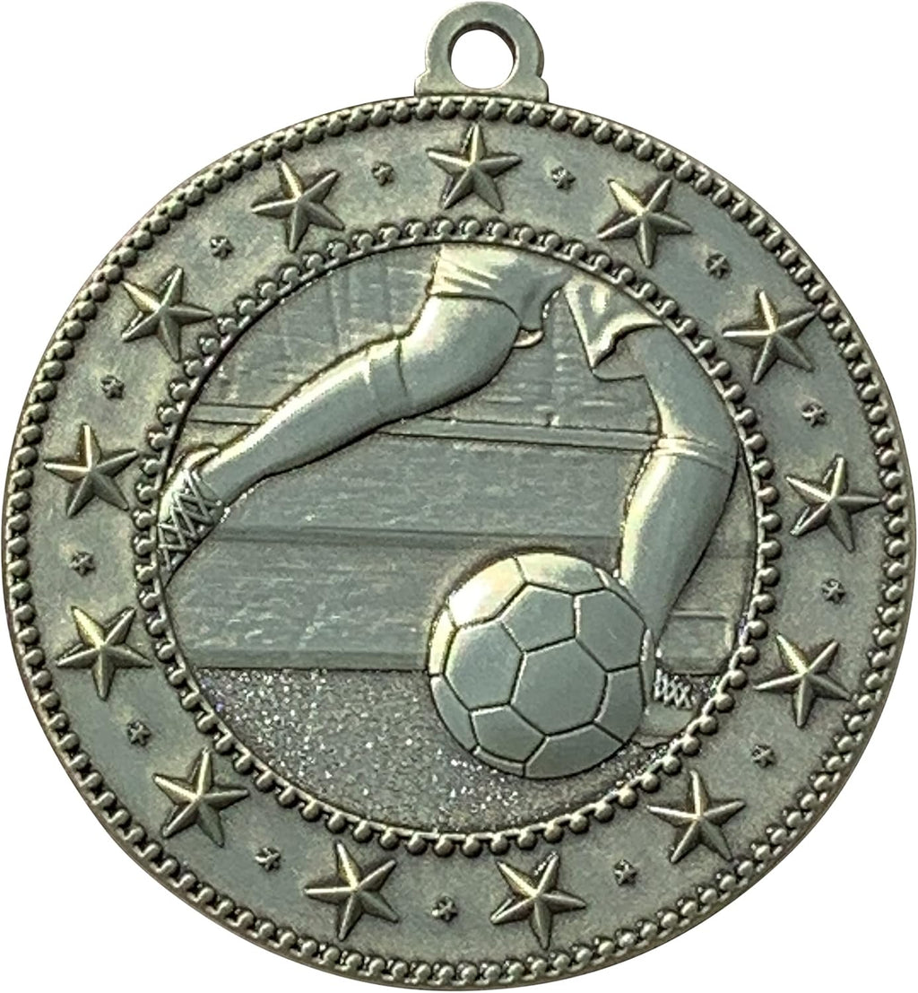 50 Pack of Soccer Gold Medals Trophy Award with Neck Ribbons EMDC100