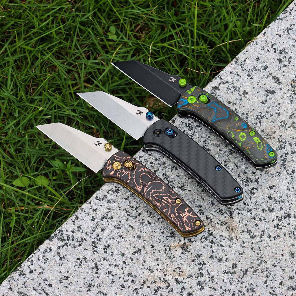 KANSEPT Little Main Street Pocket Folding Knives EDC Axis Lock Camping Knife 2.26'' Satin CPM S35VN Blade Knife with 80S Camo Carbon Fiber Handle for Men Women Everyday Carry K2015V4