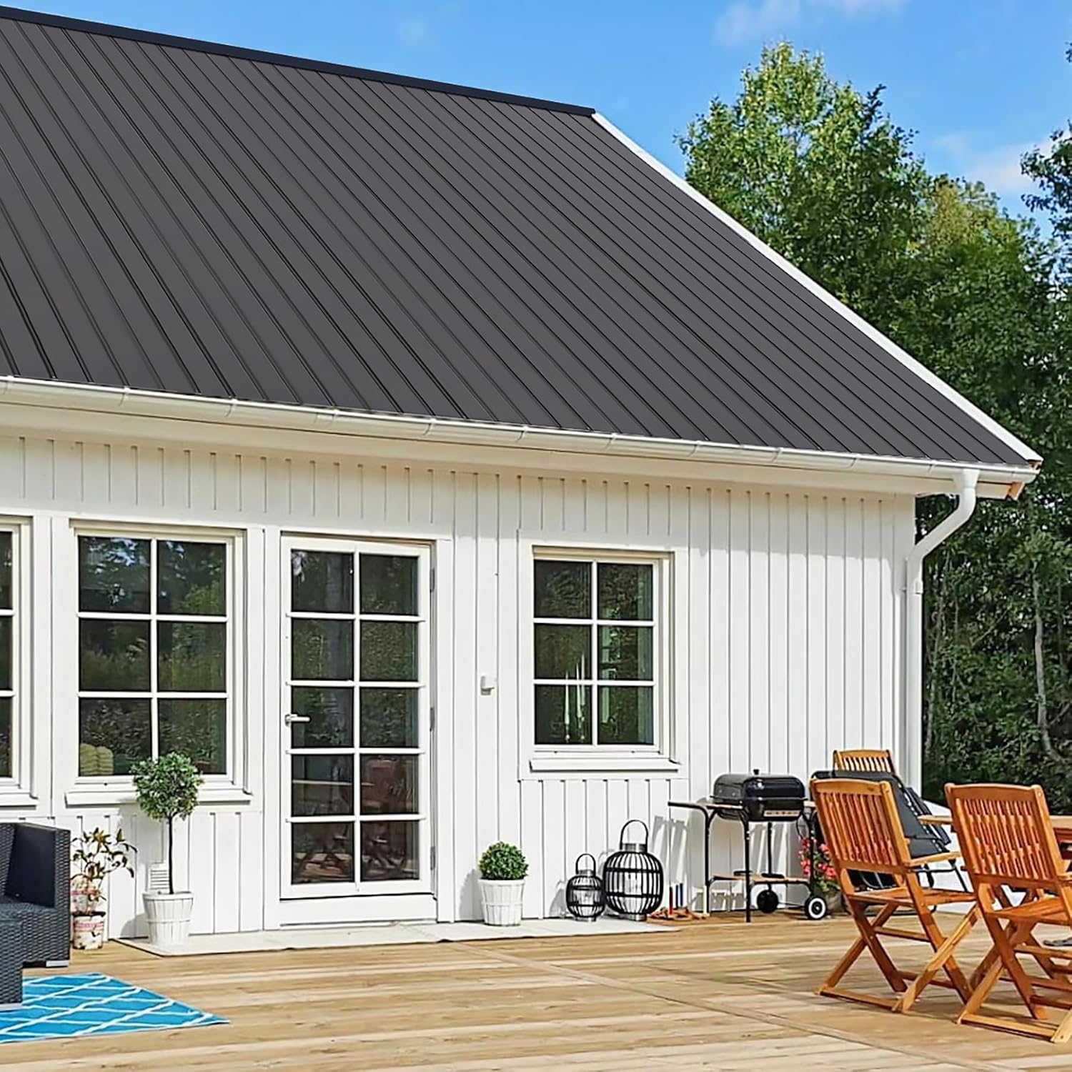 Domi Metal Roofing Panels 20 PCS, Galvanized Steel Corrugated Roof Panels Waterproof Heavy Duty Metal Siding Panels with Screws for Pergola Gazebo Garage Sheds Mobile Home (Grey)