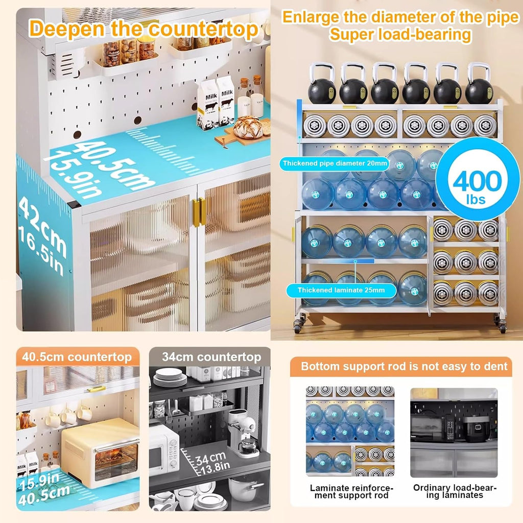 Bakers Rack Kitchen Storage 5 Tier Pantry Storage Cabinet, Free Standing Microwave Stand Metal Shelves, Baker's Rack for Kitchen, Dining Room, Living Room (Size : 123cm/48in)
