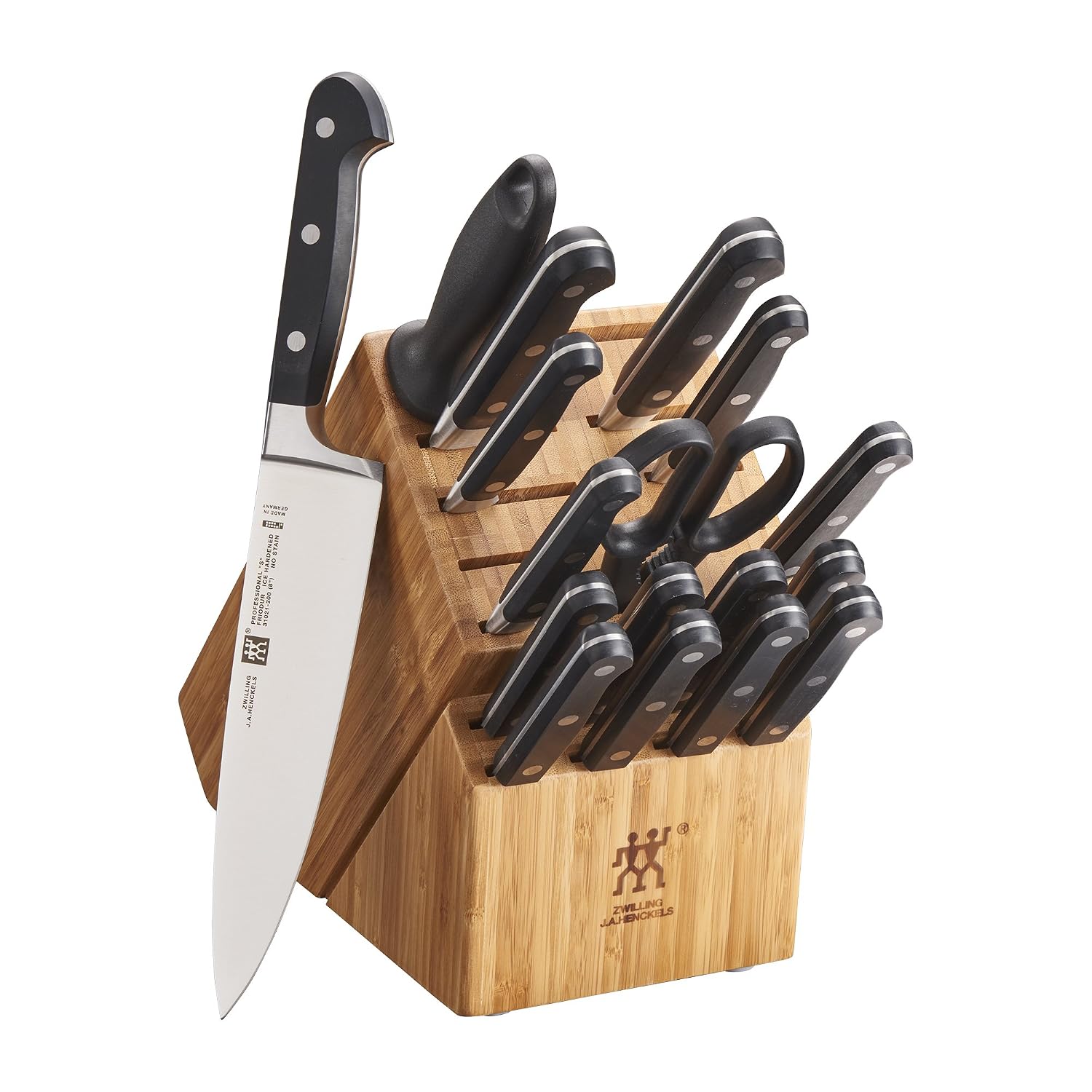 ZWILLING Professional S 18-Piece Razor-Sharp German Block Knife Set, Made in Company-Owned German Factory with Special Formula Steel perfected for almost 300 Years, Dishwasher Safe