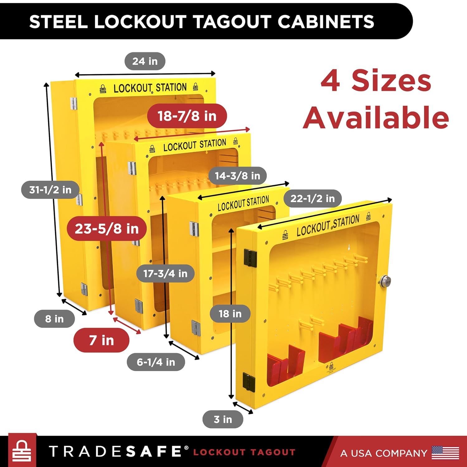 TRADESAFE Lockout Tagout Cabinet, Lock Out Tag Out Station Unfilled - No Loto Devices Included, Wall-Mountable Lockout Tagout Station Cabinet, Loto Box 18-7/8 x 7 x 23-5/8 inches