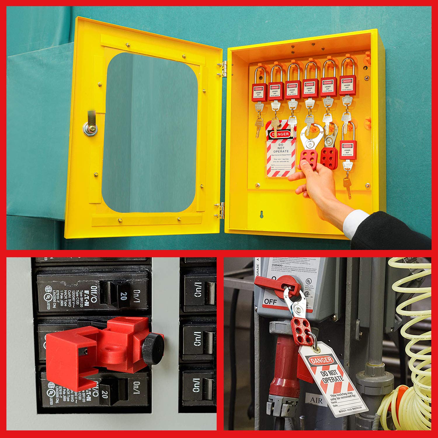 Lockout Tagout Station Breaker Loto Kit Loto Hasps,Loto Tags,Circuit Breaker Lockout,Ball Valve Lockout,Electrical Plug Lockout,Steel Cable Lockout for Loto Station Lock Out Tag Out Kit