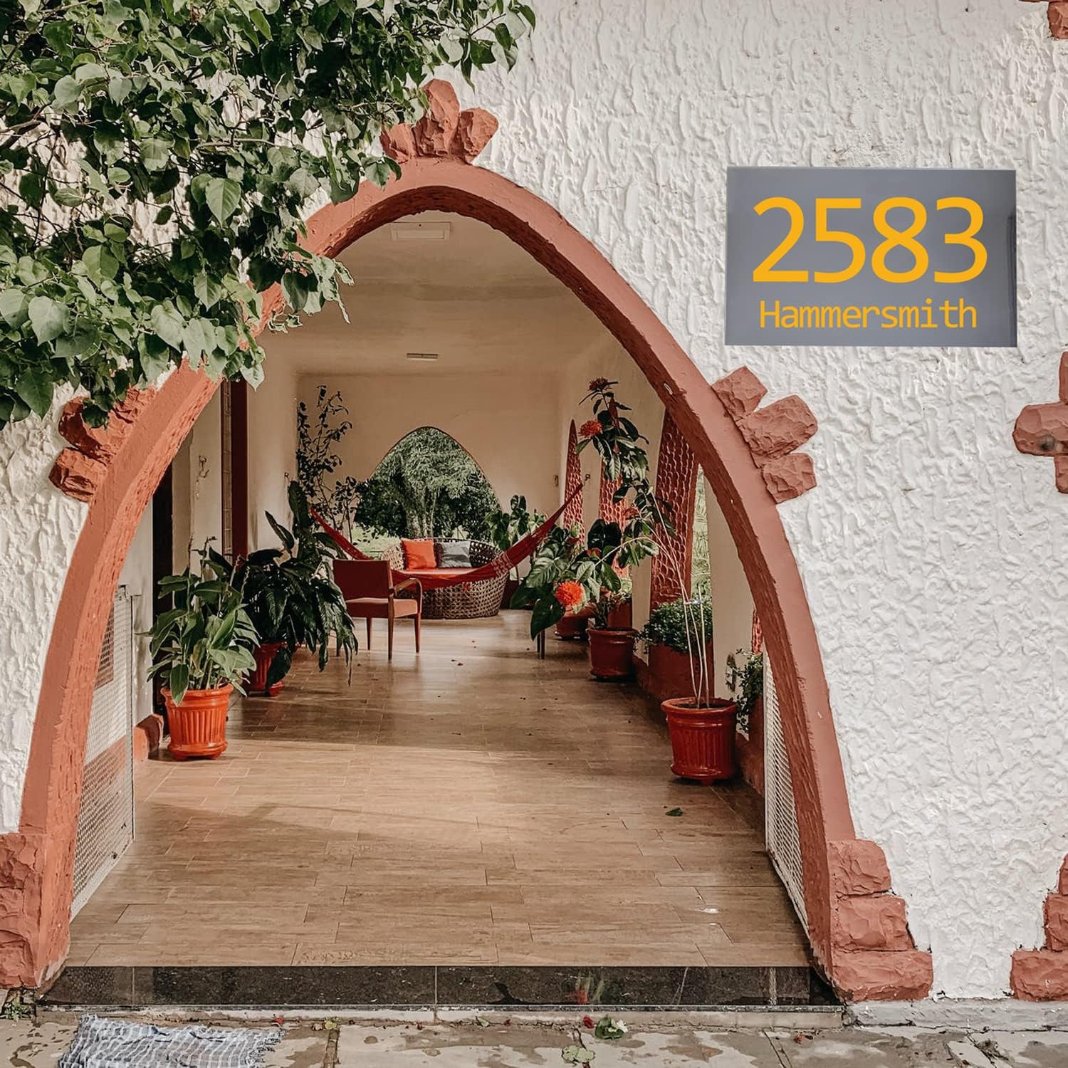 House Numbers, Steel LED House Signs, Rectangle Grey With White Acrylic, Lighted Up Home Address Sign Plaque, 40*27cm.
