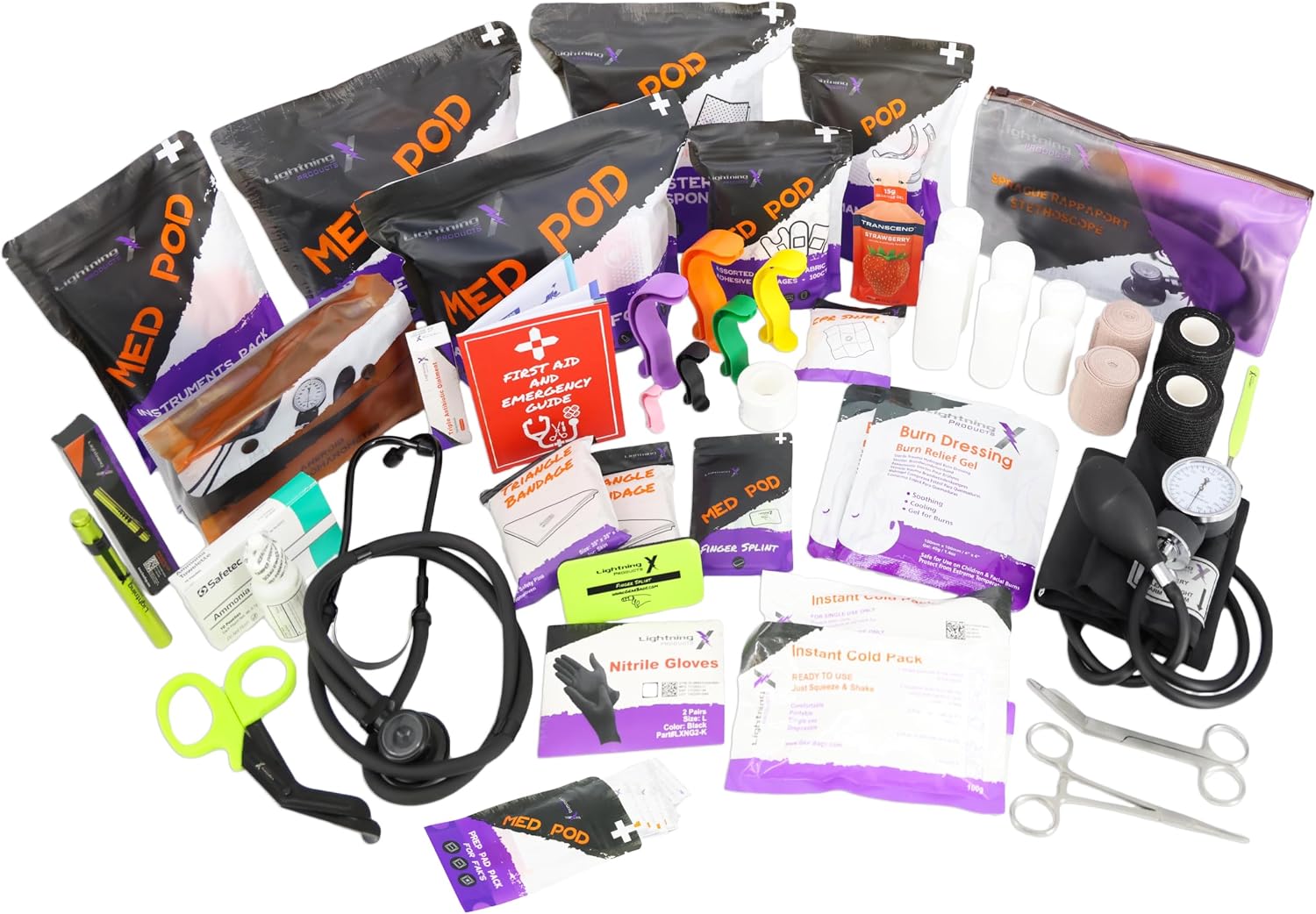Lightning X First Responder EMT/EMS Backpack Stocked First Aid Supplies Kit B (Fluorescent Orange)