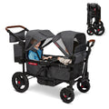 Radio Flyer Voya Stroller Wagon, for Toddlers and Kids 6+ Months, Push or Pull, 2 Seats, Dual Sun Canopies, Compact Fold, Lightweight, Storage Space, 5-Point Harnesses, Stroller Wagon for Kids