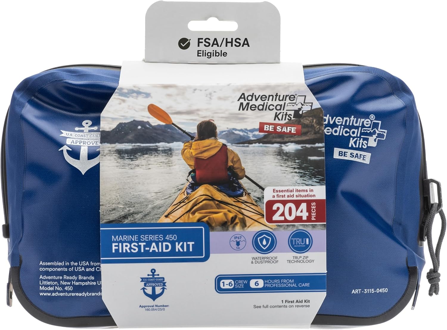 Adventure Medical Kits Marine Series Medical Kit - 450 - Boat First Aid Kit For 6 People 6 Hours From Care - Includes Emergency Medical Supplies Like Bandages, Medicine, Guide Book & More