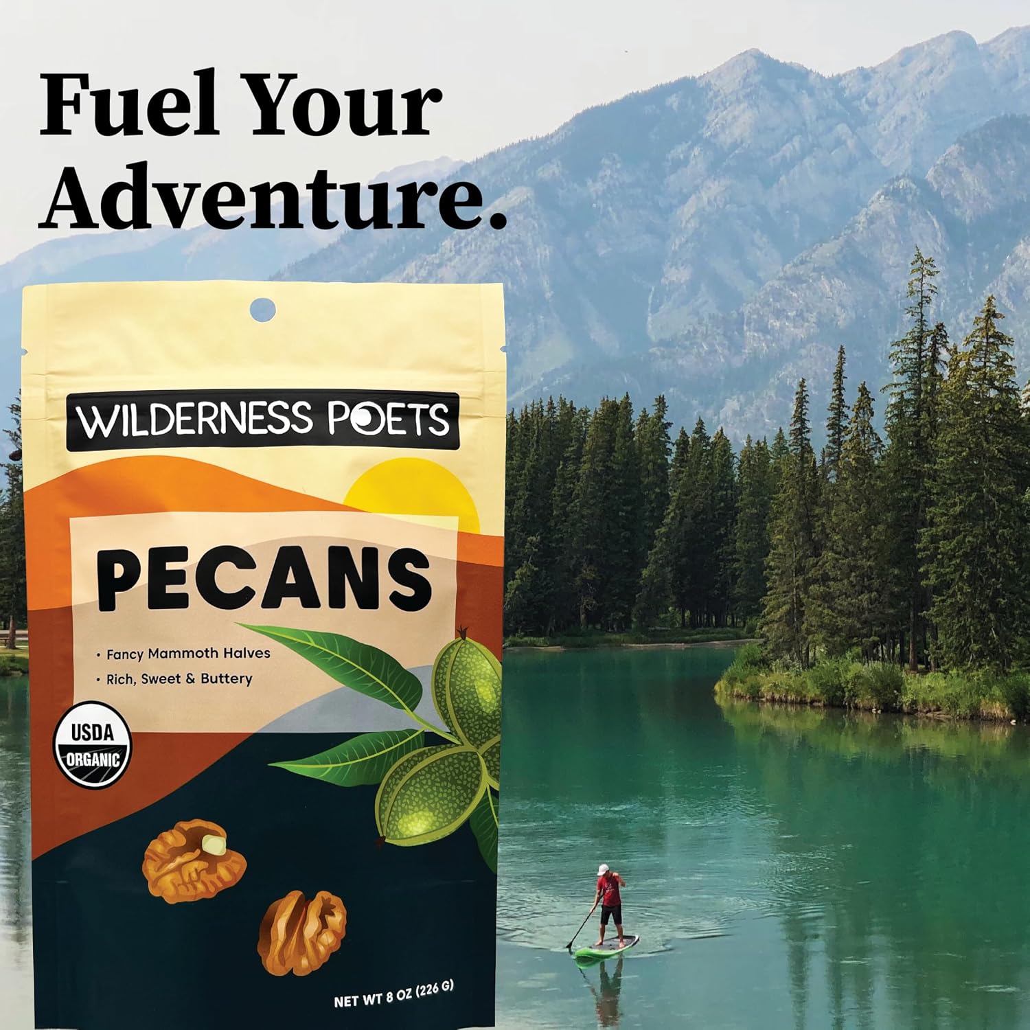 Wilderness Poets, Fancy Mammoth Pecan Halves - Organic, Raw, Large Halves, Sweet and Buttery. Bulk Size, No Salt, Shelled. 4 Pound (Pack of 5)