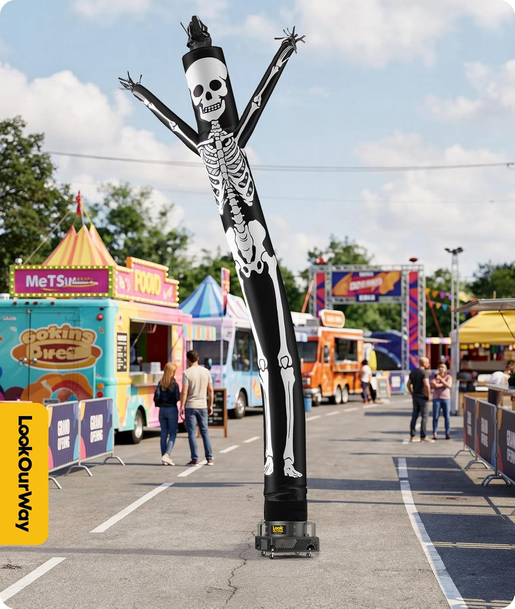 LookOurWay 20ft Skeleton Air Dancers Inflatable Tube Man Attachment | Halloween Inflatables Outdoor Decoration | Wacky Waving Halloween Blow Up for Yard Display or Business (Blower Not Included)