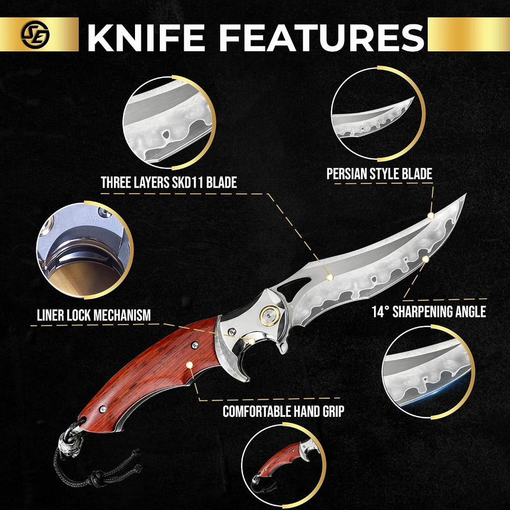 SliceElite Fire Lotus Precision Premium Folding Knife Japanese Sanmai Steel Blade Cocobolo Wood Handle Smooth Action EDC Pocket Knife Fathers Day Gift For Men Luxury Collector Heirloom Craftsmanship