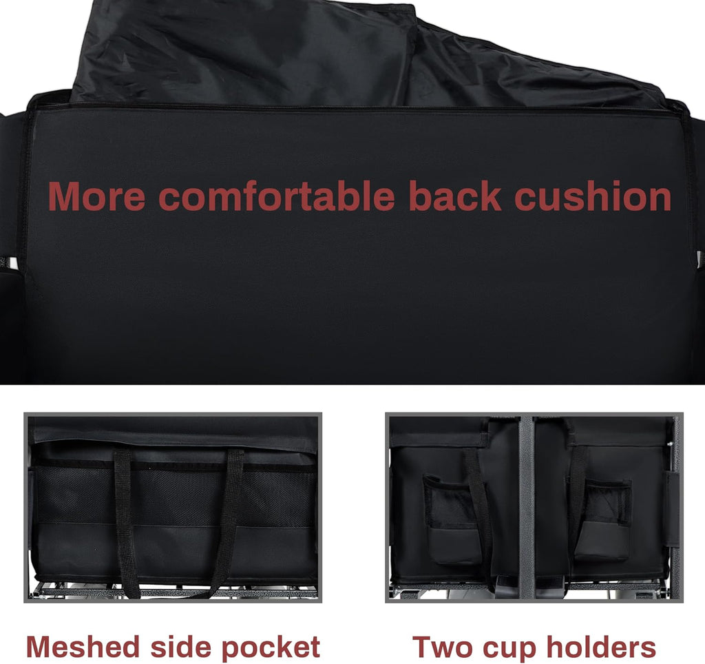 【LuckyNote】 3-in-1 Folding Wagon with Bench Seat – 500lbs Capacity, 9'x4' Beach Tires for Camping & Beach (Black)
