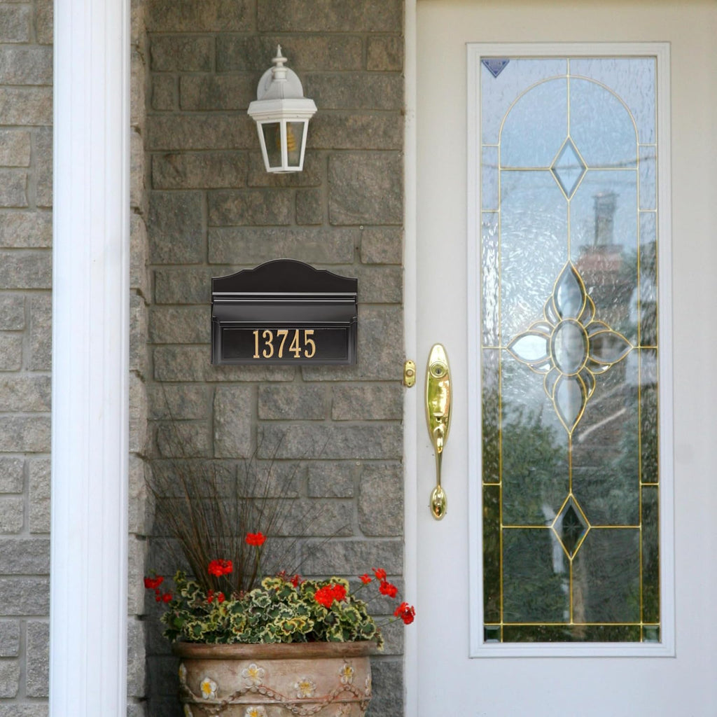 Whitehall Colonial Mailbox with House Numbers, with Personalized Address Plaque, Wall Mount Mailbox for Outside