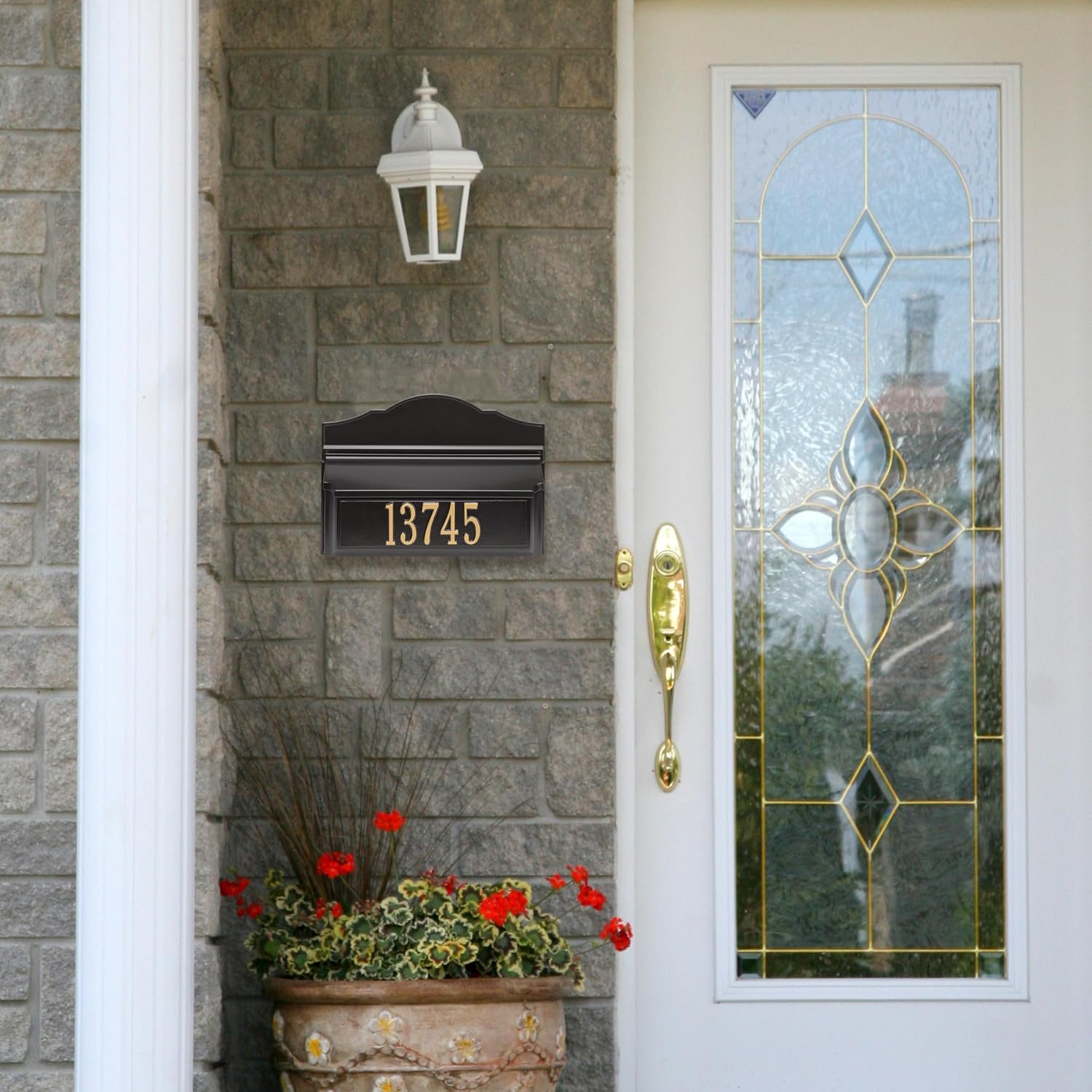 Whitehall Colonial Mailbox with House Numbers, with Personalized Address Plaque, Wall Mount Mailbox for Outside