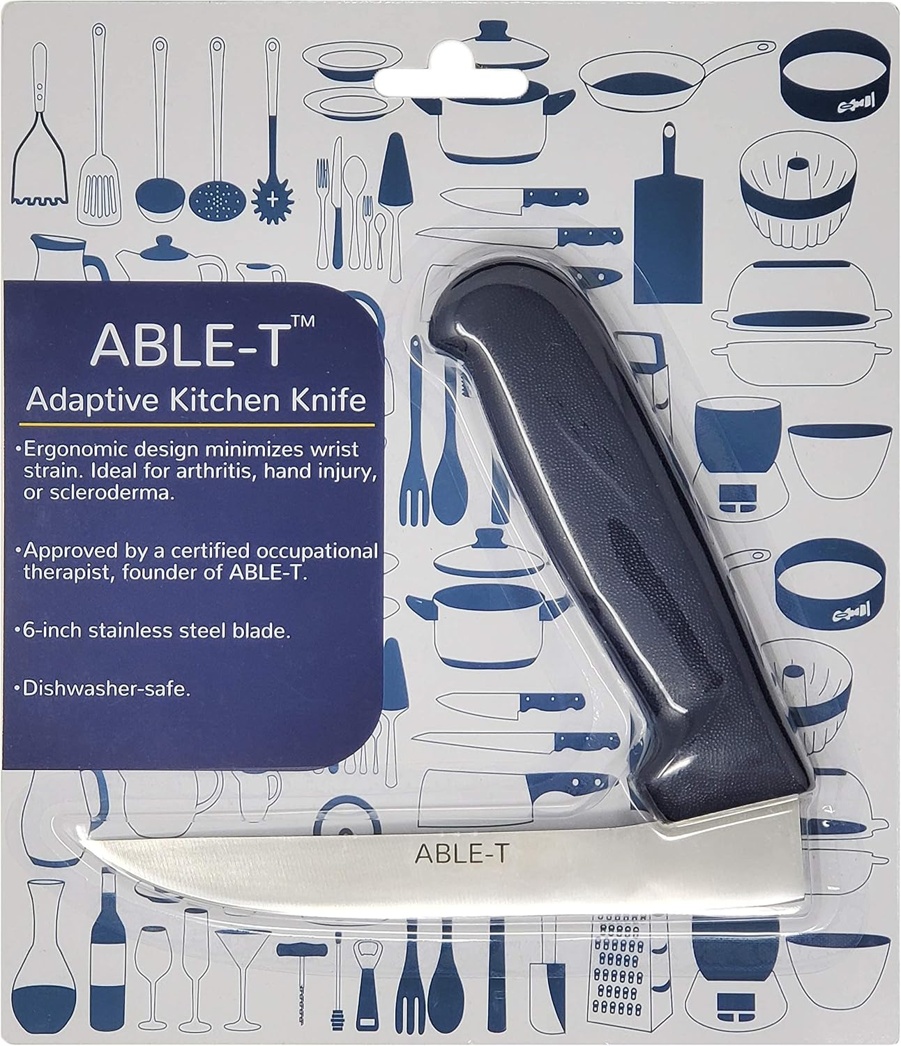 Adaptive 'Right Angle' Knife, Designed by a Certified Occupational Therapist (Chopping Blade, Pack of 8)