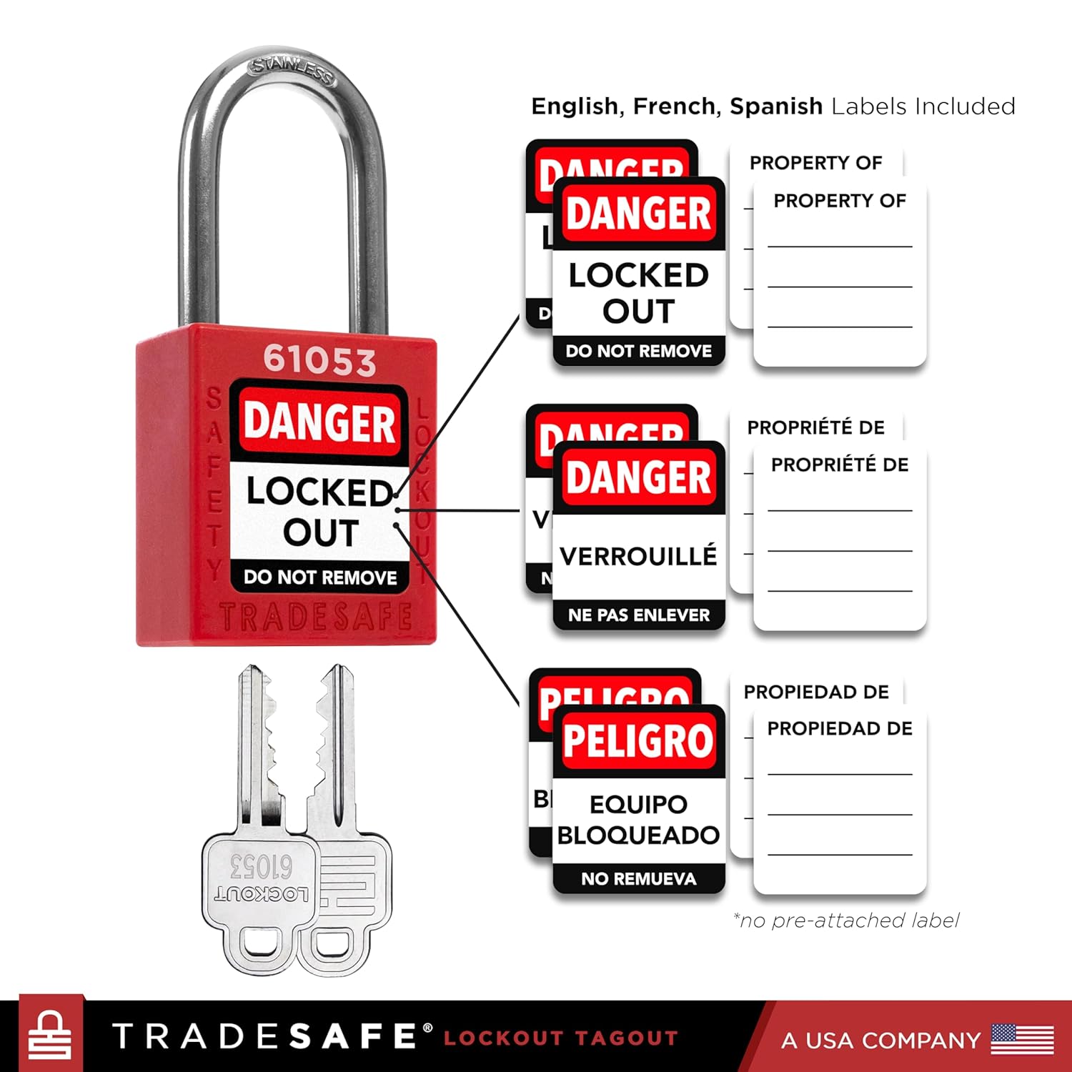 TRADESAFE Electrical Lockout Tagout Kit & Lockout Locks Bundle - Hasps, Clamp on and Universal Multipole Circuit Breaker Lockouts, Loto Tags, Plug Lockout, Loto Locks Set, 2 Keys Per Lock