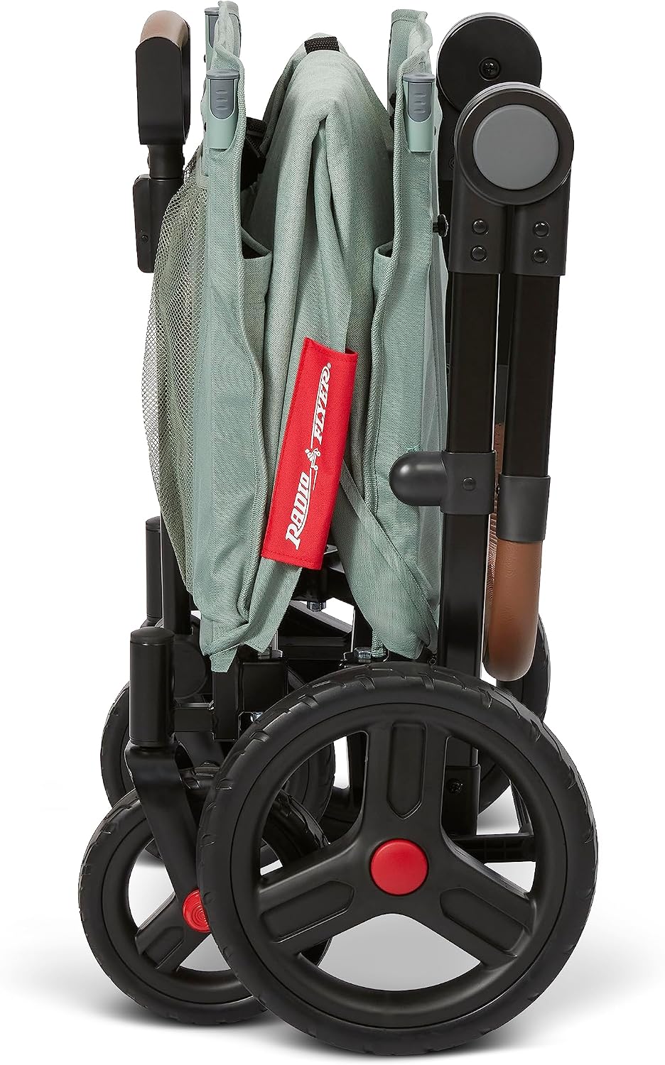 Radio Flyer Atlas Stroll 'N Wagon, Sage Green, for Ages 1+, 3-in-1 Push or Pull Versatility, One-Hand Fold, UV Canopy, 5-Point Harnesses, Storage Capabilities, Rubber Wheels, Stroller Wagon for Kids