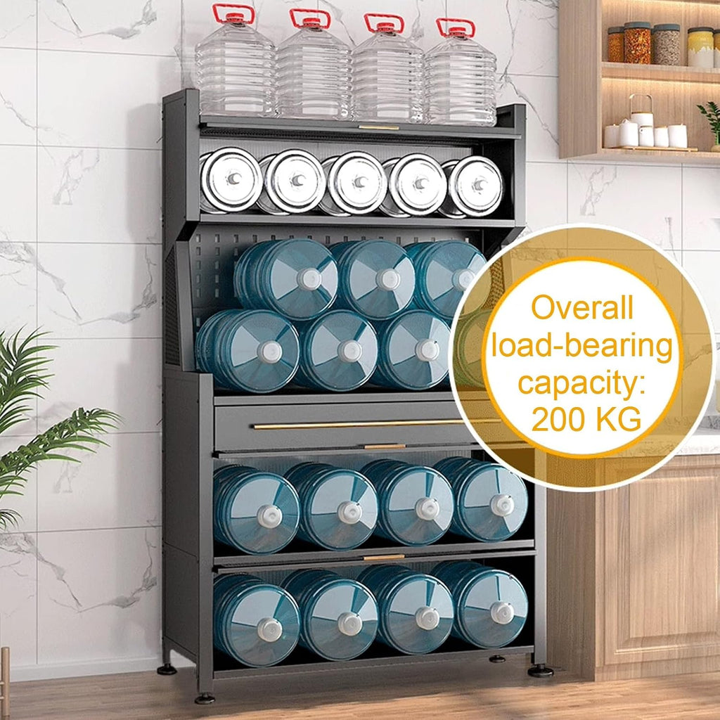 Kitchen Storage Cabinet, Bakers Racks for Kitchens with Acrylic Door, with Drawers, DIY Backplane Creative, Metal Frame(Black,60cm)