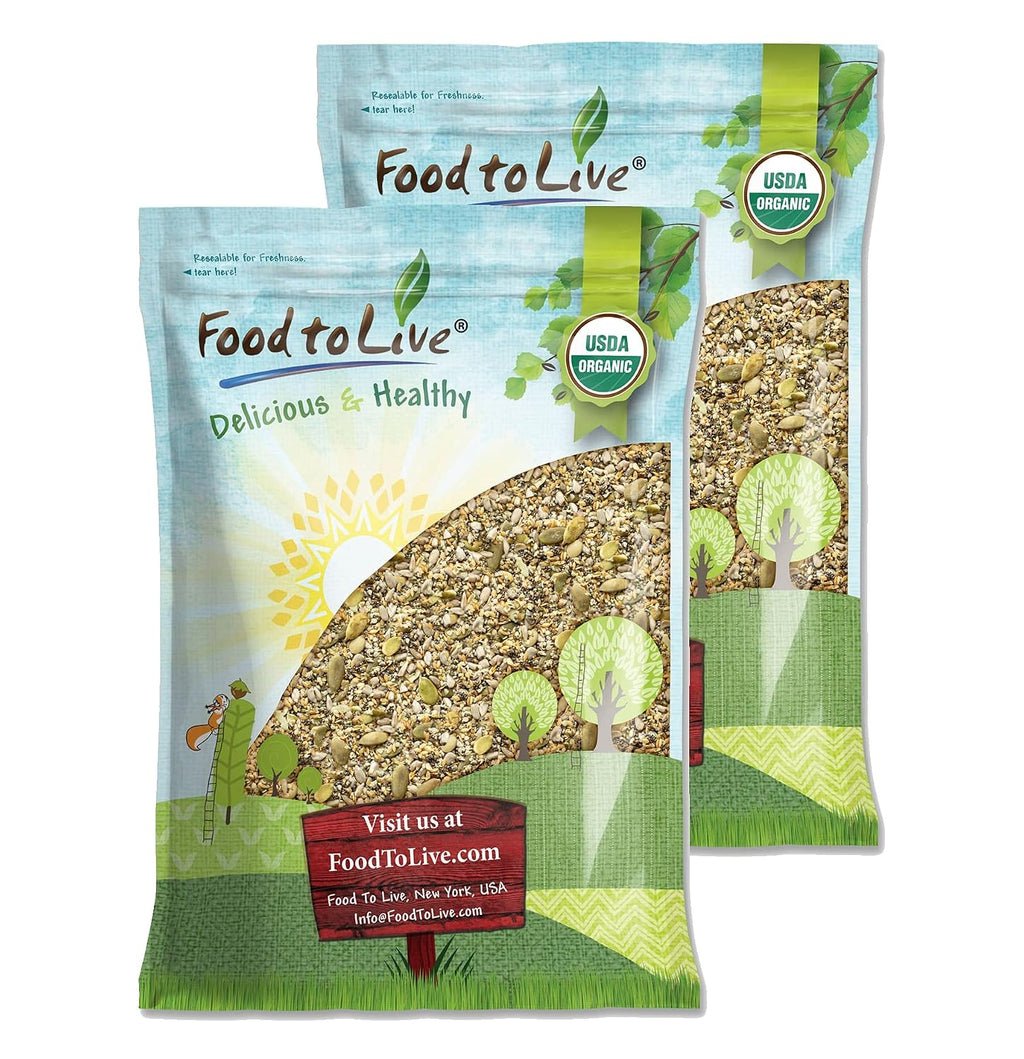 Food to Live - Organic Raw Superseed Mix- Chia, Flax, Hemp, Pumpkin, and Sunflower, 20 Pounds — Non-GMO Whole Seeds Blend, Vegan, Kosher, Raw, Bulk