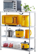susunnus Stainless Steel Shelves 39.4in-4 Tier,Kitchen Storage Shelves,Stainless Steel Shelf Organizer, Artistic Texture, Pragmatic& Sturdy & Waterproof