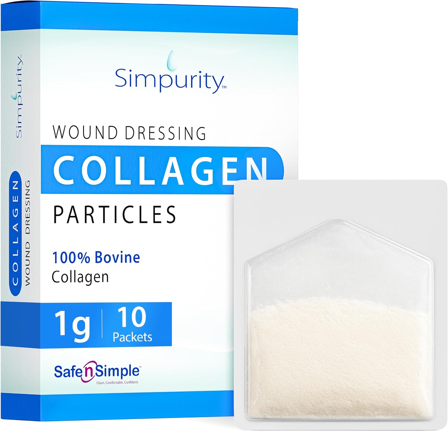 Collagen Dressing Powder for Wounds - 1g Packets - 10 Count - Medical Grade Bovine Collagen Powder Dressing for Wound Care, Non-Adherent Collagen Wound Dressing Supplies
