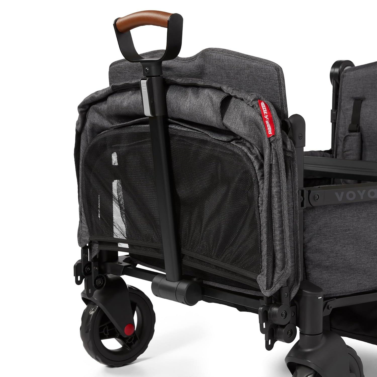 Radio Flyer Voya Quad Stroller Wagon, for Toddlers and Kids 6+ Months, Push or Pull, 4 Seats, Dual Sun Canopies, Compact Fold, Lightweight, Storage Space, 5-Point Harnesses, Stroller Wagon for Kids