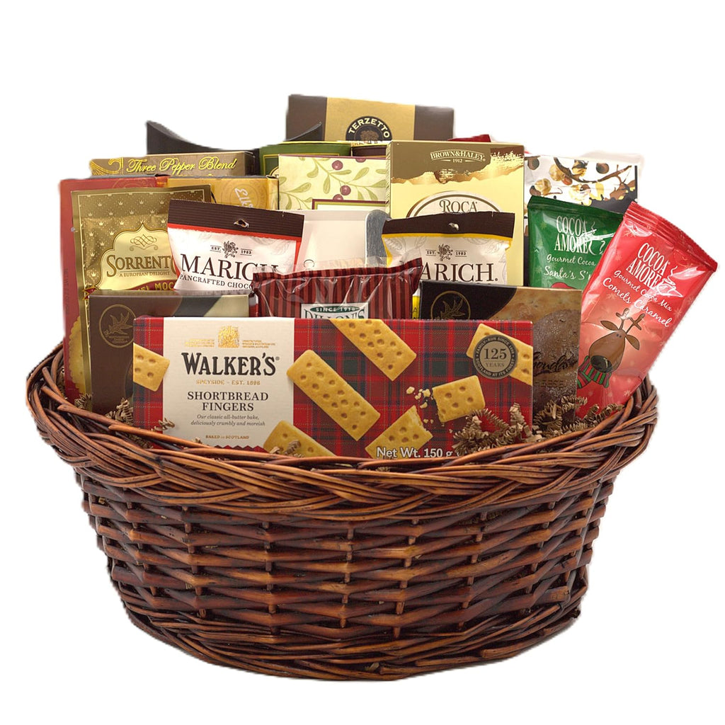 Gift Basket Village - Grand Christmas Block Party Gift Basket: Gourmet Assortment of Wafers, Crackers, Cheeses, Sausages, Chocolates, and More, Festive Holiday Collection, Handcrafted in the USA