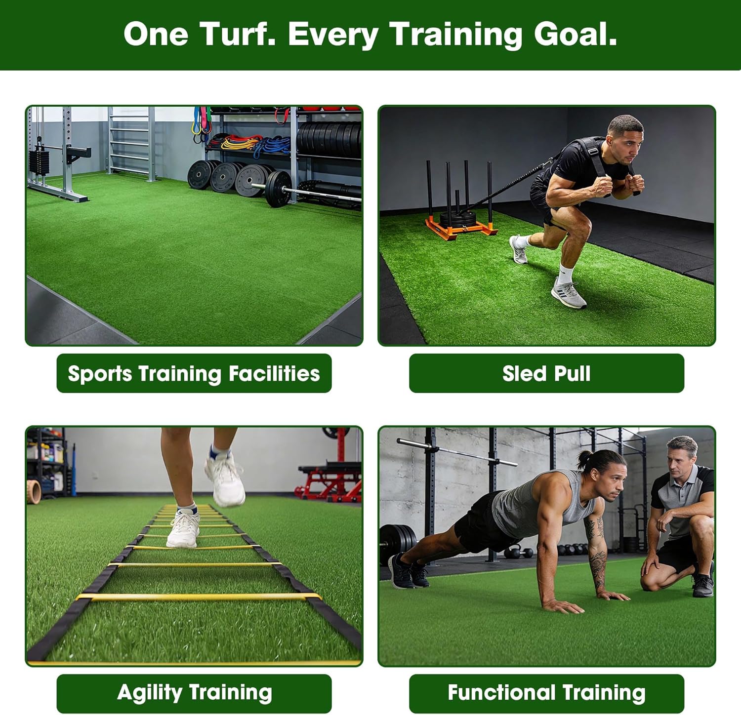 Yescom Sports Sled Strips Turf Gym Turf Flooring for Weight Sled Push Gym Equipment Outdoor Indoor Use 33'x3'(100 Sq.Ft) 1.38' H