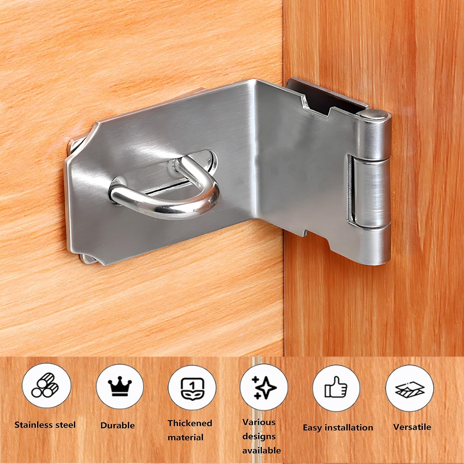 50Pcs Door Hasp Latch Lock, 90 Degree Hasp Right Angle Latch, Heavy Duty 201 Stainless Steel Door Clasp Hasp, for Shed, Barn, Cabinet(3inch)