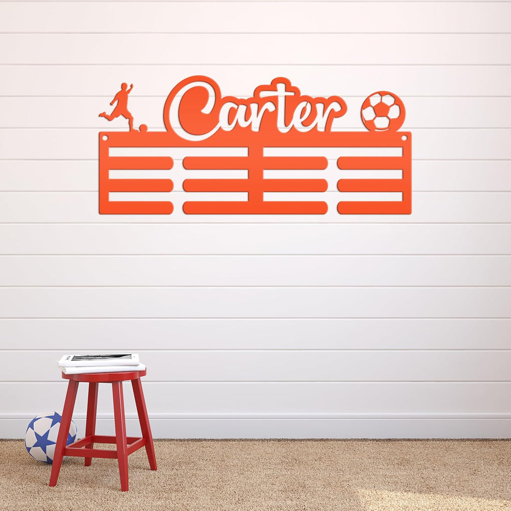 Soccer Medal Display Medal Rack for the Soccer Awards, Wall Art for Kids Room, Makes a Great Christmas or Birthday Gift (30 x 17 inches)