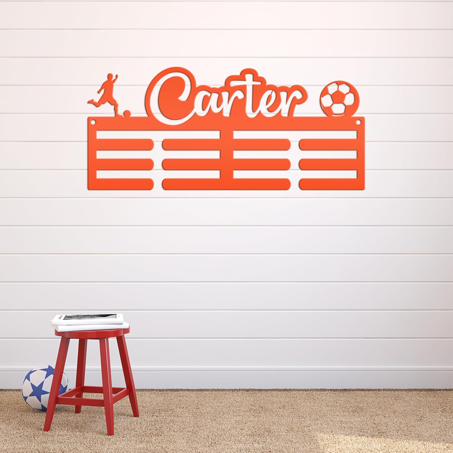Soccer Medal Display Medal Rack for the Soccer Awards, Wall Art for Kids Room, Makes a Great Christmas or Birthday Gift (30 x 17 inches)