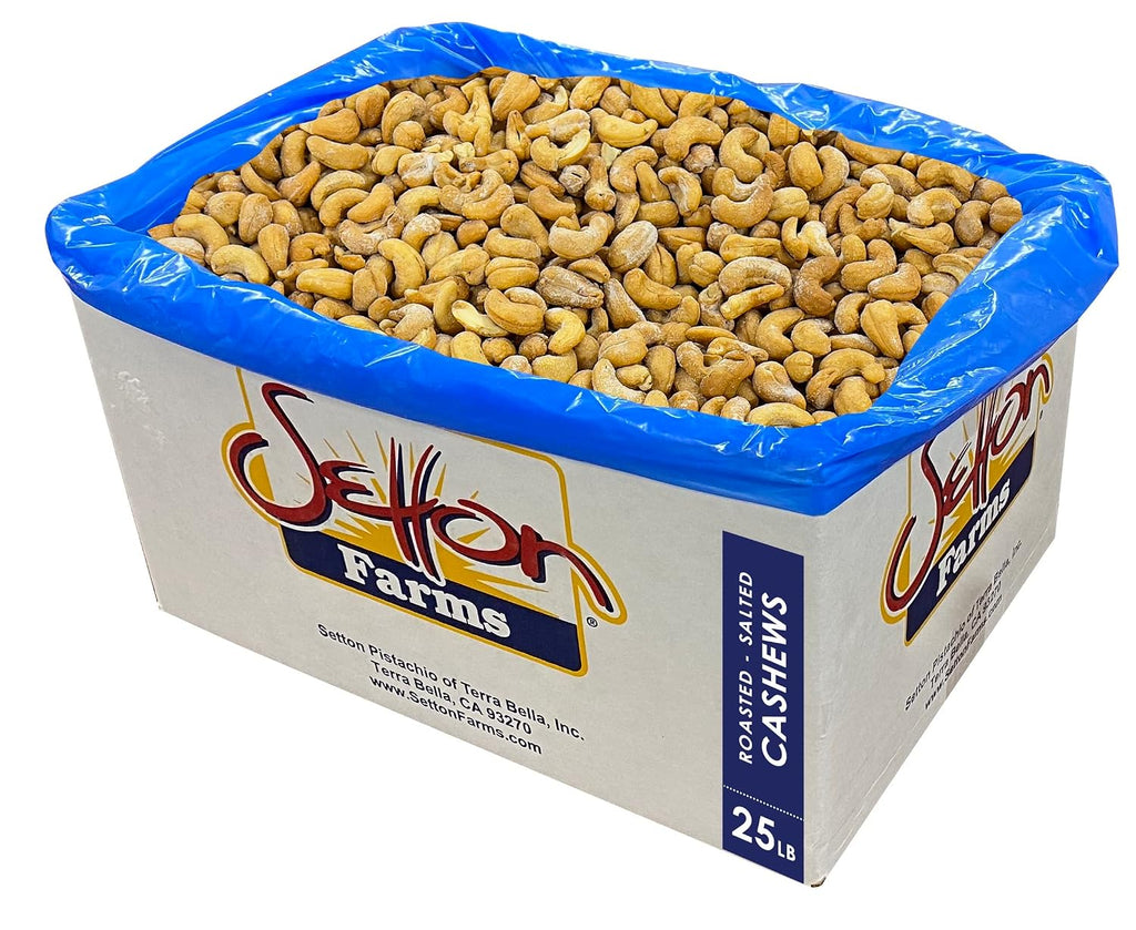 Cashews Roasted Salted, Extra Large Cashews (240's), 25 Lbs. Bulk Case, Kosher