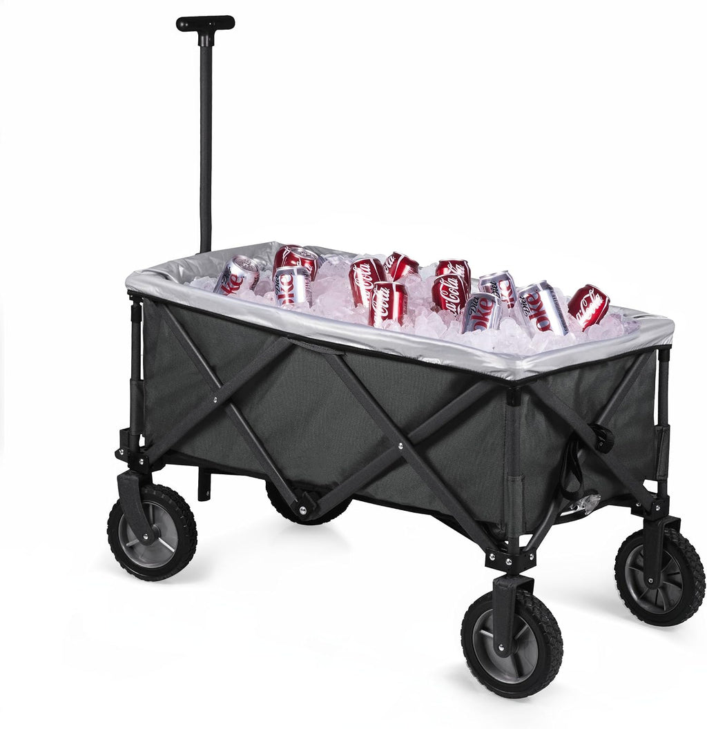 PICNIC TIME Brand Adventure Wagon Elite Folding Wagon With Table Top Lid & Soft Cooler Liner