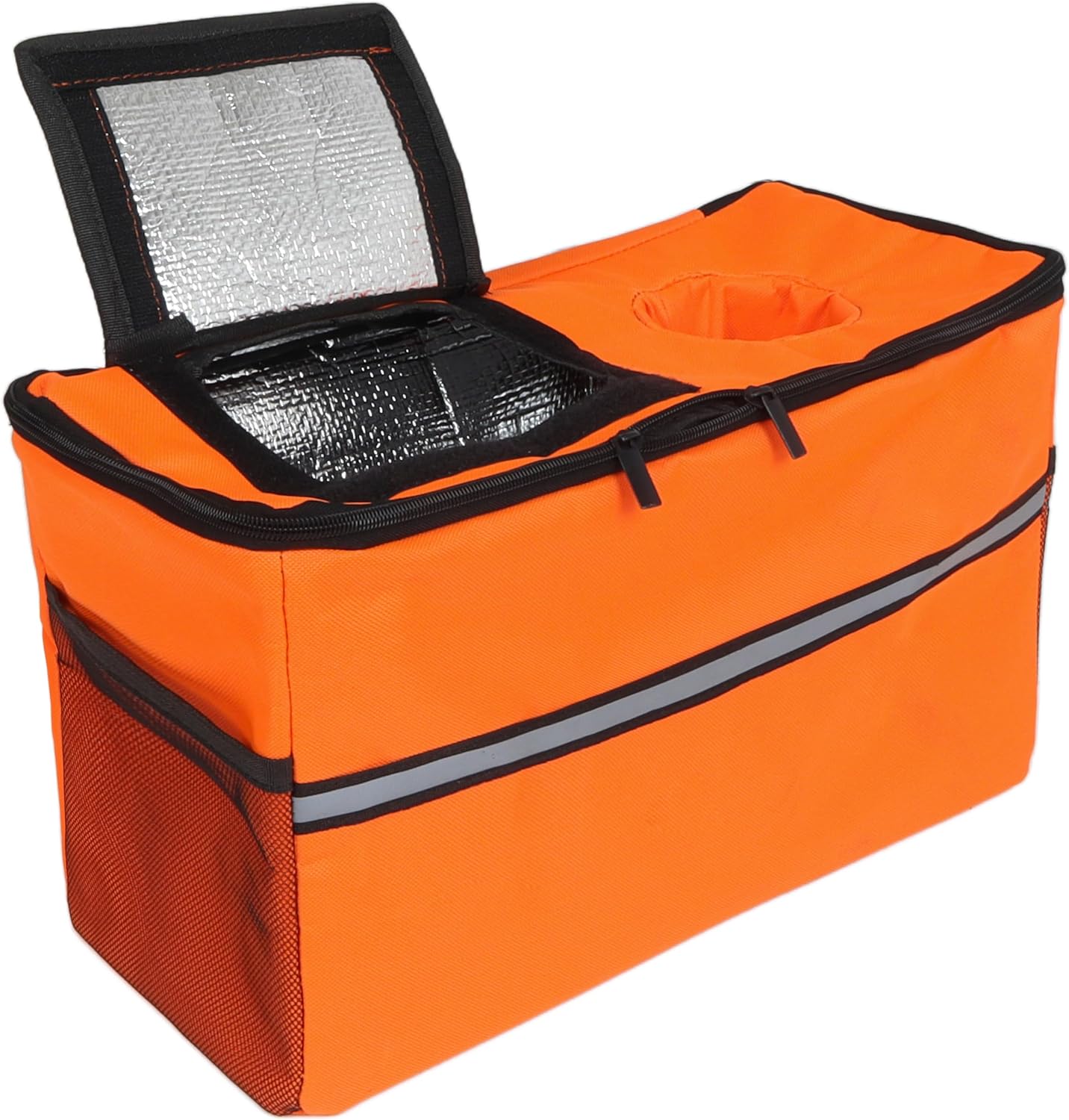 3-in-1 Heavy-Duty Folding Wagon Cart with Bench Seat & Storage - 500lbs Capacity, All-Terrain 360° Wheels, Ice Pack Included - Perfect for Camping, Beach, Sports, Garden & Outdoor Events (Orange)
