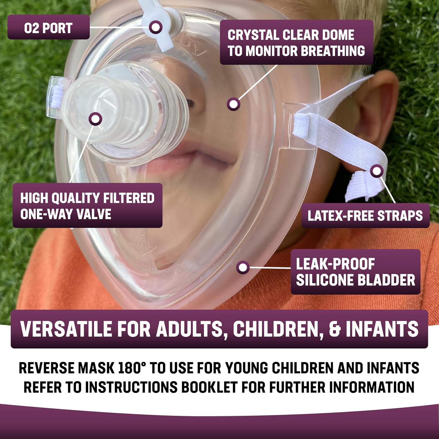 Kemp USA Ambu CPR Mask Kit 80 Set Adult & Child Silicone Resuscitation Mask Hard Case O2 Inlet Pocket Resuscitator Gloves Wipes First Aid Emergency Medical Supply Equipment
