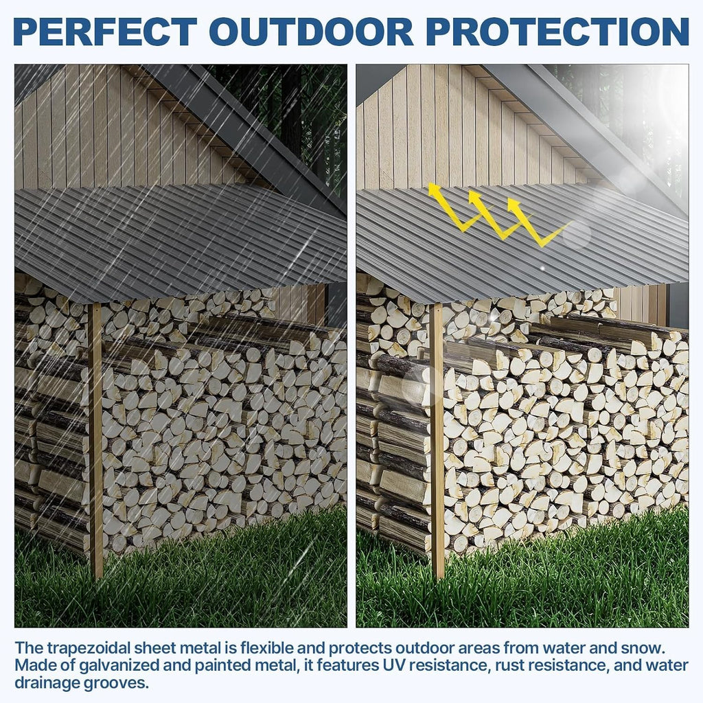10 Pack Corrugated Metal Roofing Panels, 6.1 ft Galvanized Steel Roof Sheets, 17.7 x 73.2 in, Approx. 90 sq.ft Total Panel Area, with Screws, for Sheds, Chicken Coops and Gazebos, Grey