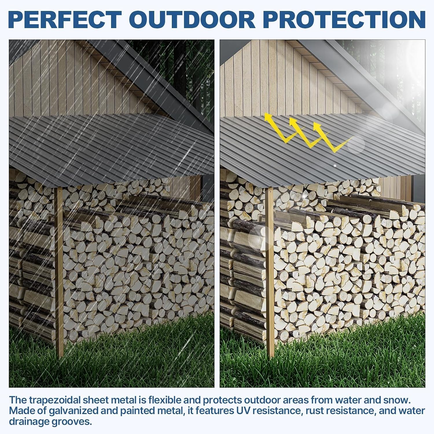 10 Pack Corrugated Metal Roofing Panels, 6.1 ft Galvanized Steel Roof Sheets, 17.7 x 73.2 in, Approx. 90 sq.ft Total Panel Area, with Screws, for Sheds, Chicken Coops and Gazebos, Grey