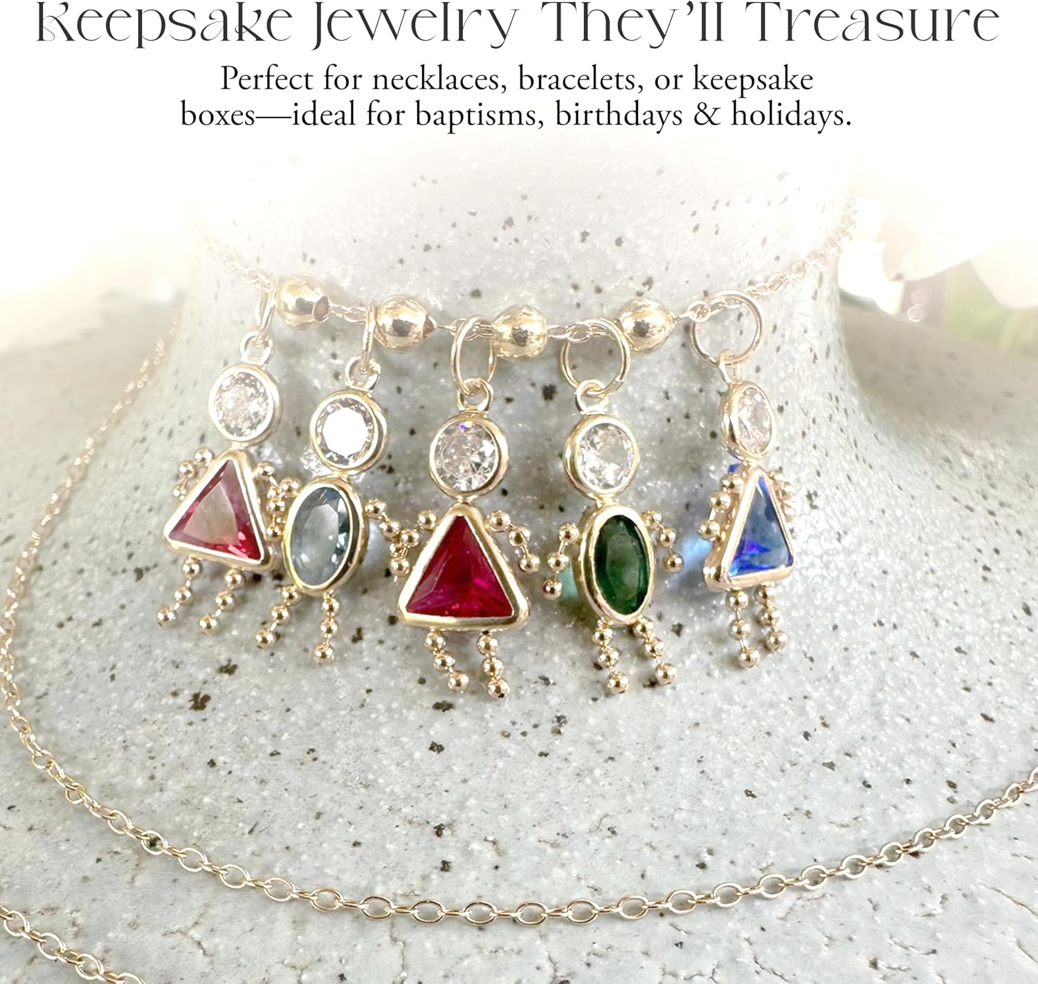 Roy Rose Jewelry 10K or 14K Yellow Gold Birthstone Kids Boy Girl Charm Pendant for Necklace - All Months