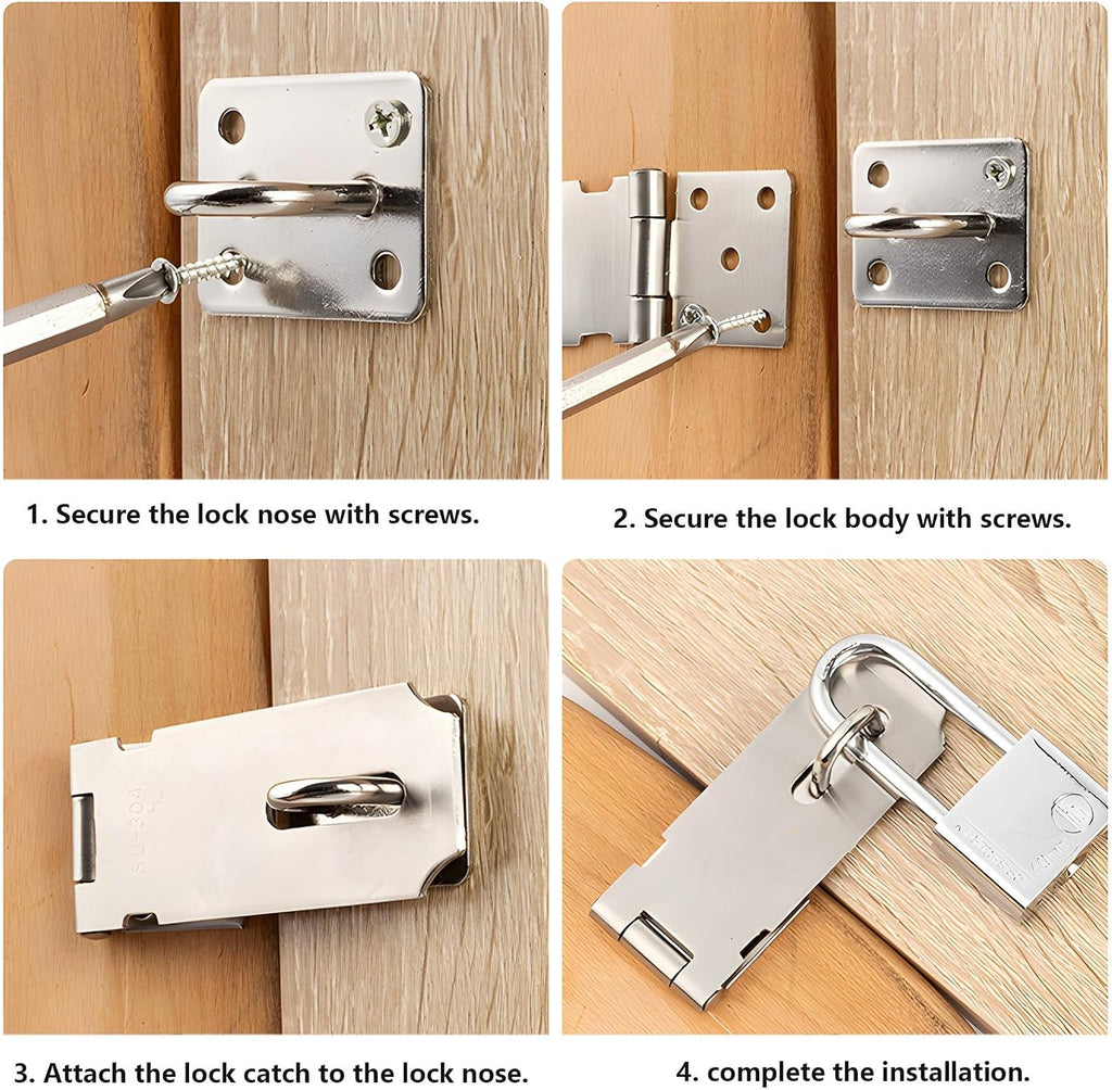 100 PCS Door Hasp Latch, 90 Degree Right Angle Hasp, 201 Stainless Steel Extra Thick Door Clasp, for Doors, Drawers(5inch)