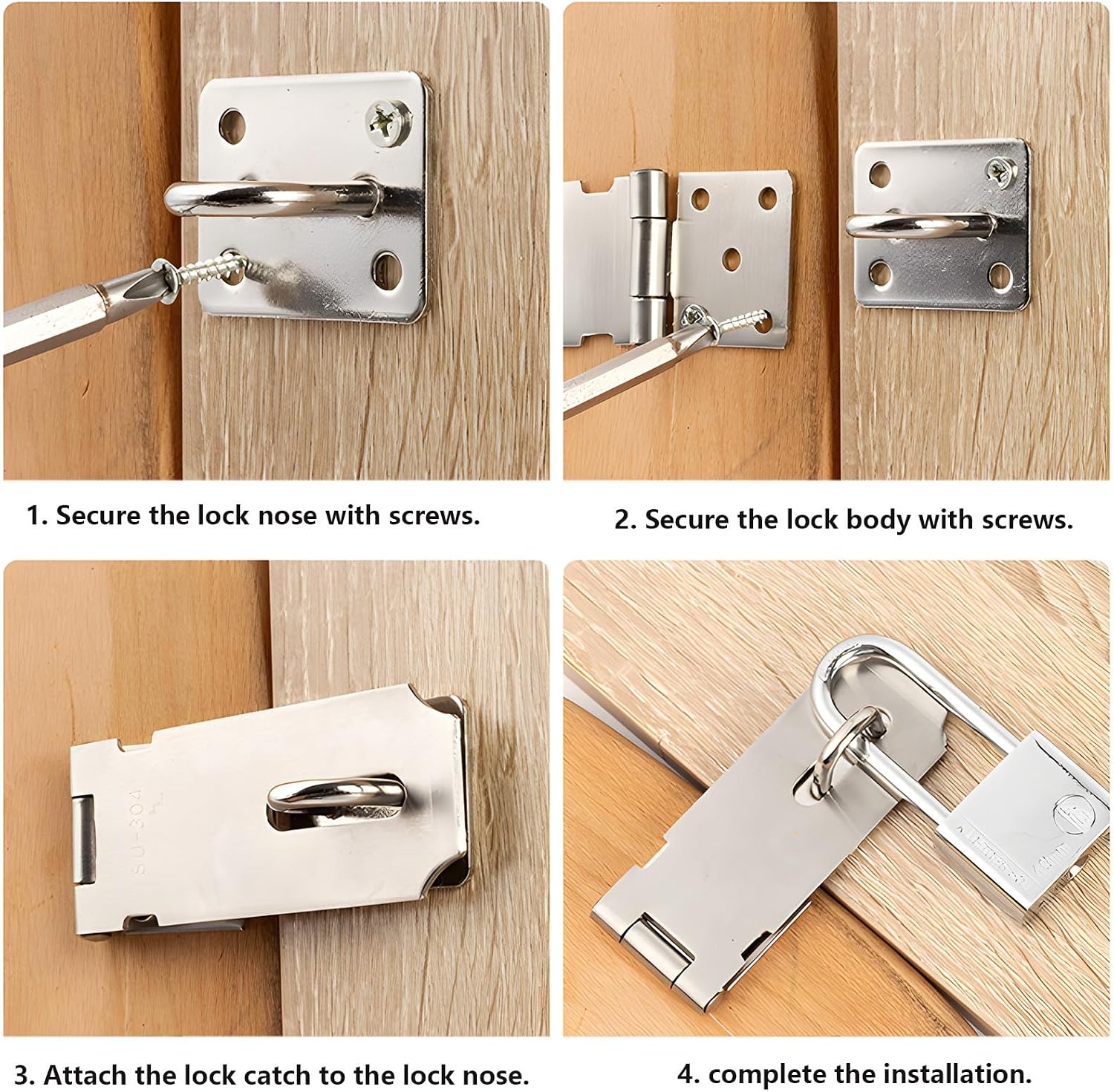 100 PCS Door Hasp Latch, 90 Degree Right Angle Hasp, 201 Stainless Steel Extra Thick Door Clasp, for Doors, Drawers(5inch)