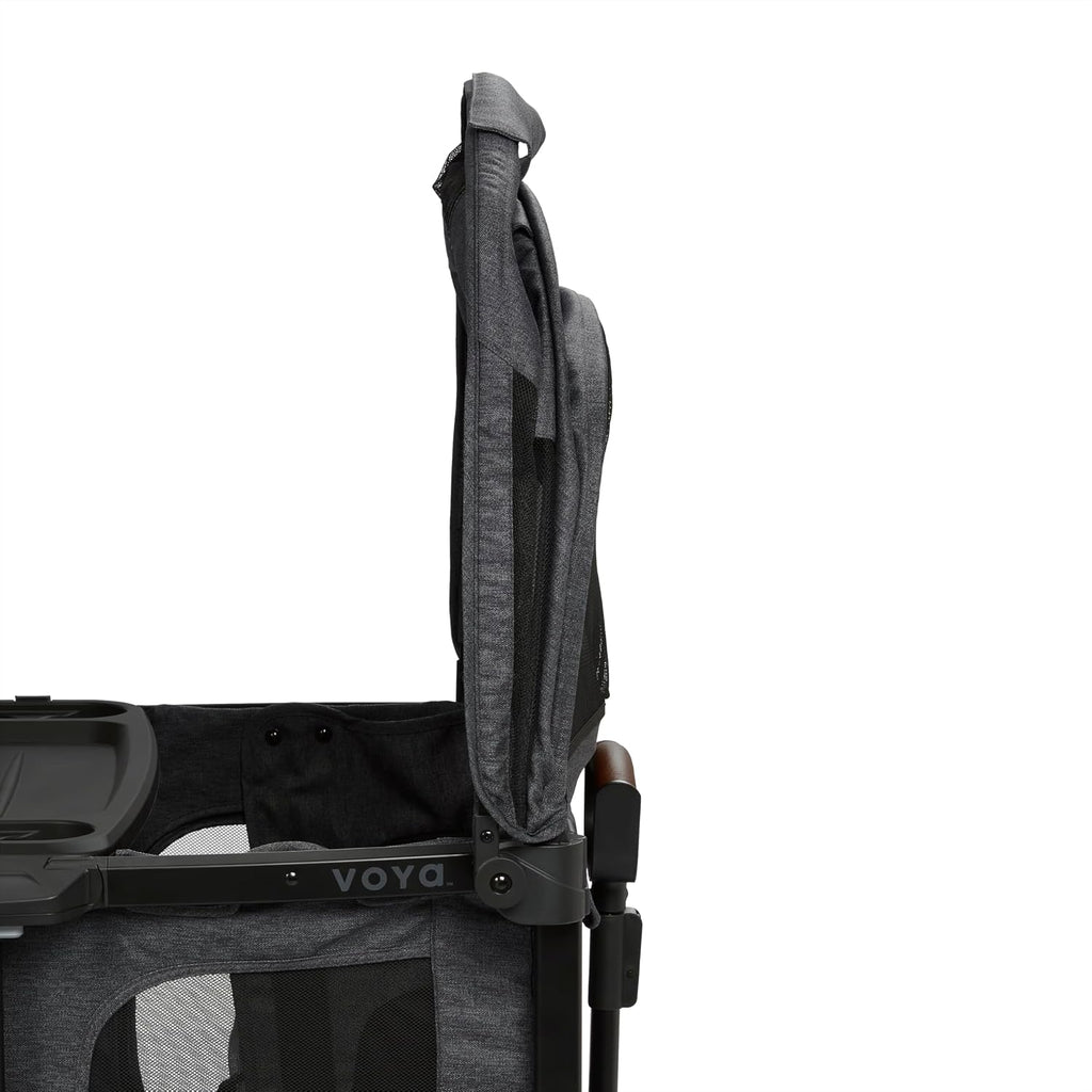 Radio Flyer Voya XT Quad Stroller Wagon, for Ages 6+ Months, Extra Tall Sides, Push or Pull, 4 Seats, Dual Sun Canopies, Compact Fold, Storage Space, 5-Point Harnesses, Stroller Wagon for Kids