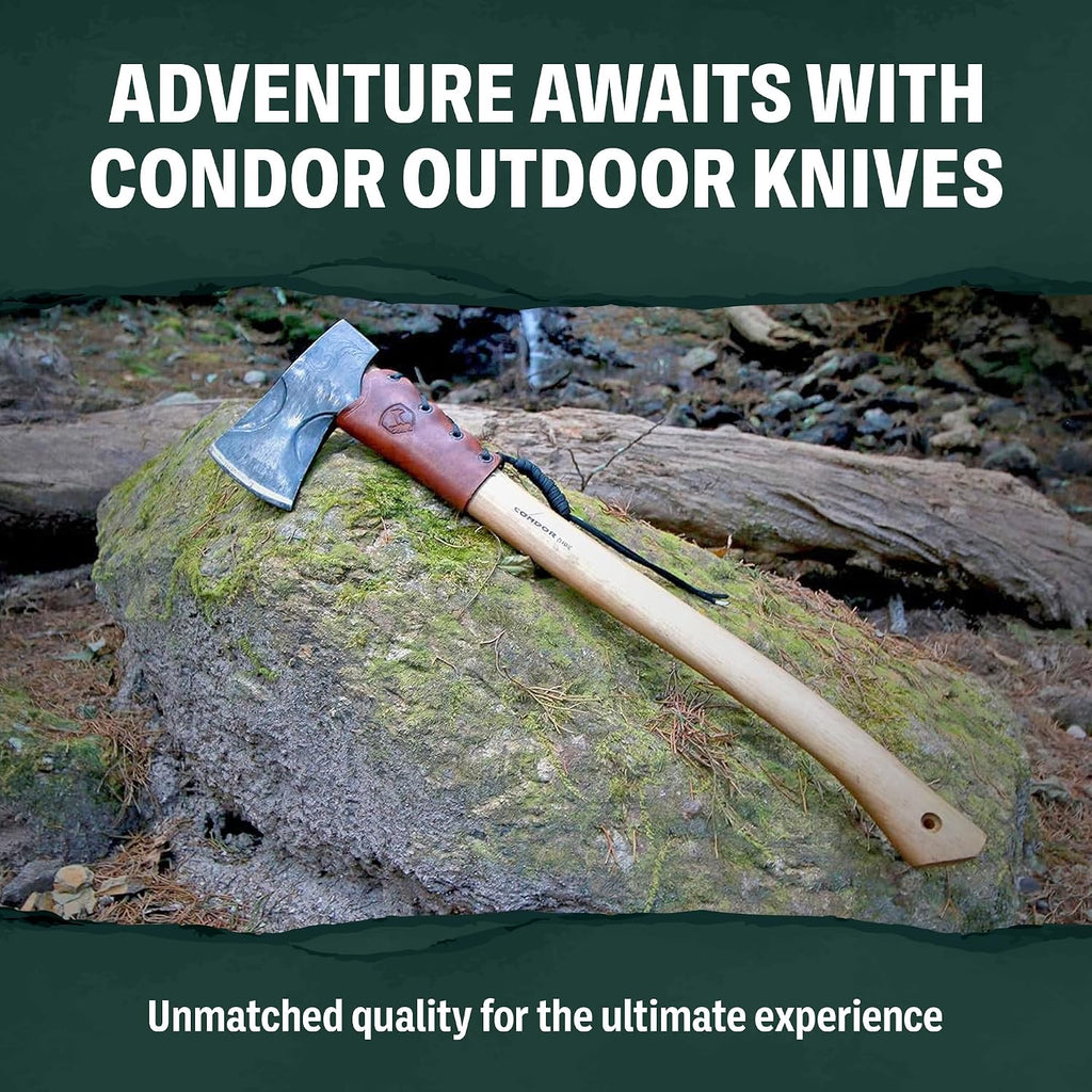 Condor Bushcraft Bliss Knife - 1075 High Carbon Steel - Walnut Handle - Small Fixed Blade Knife with Kydex Leather Loop Sheath - 3mm Thick - 4.8in Blade - 9.8oz